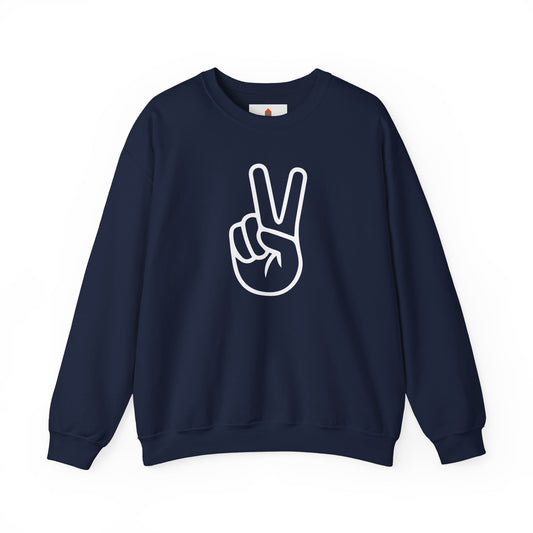 White Simple Peace Hand Sign Sweatshirt