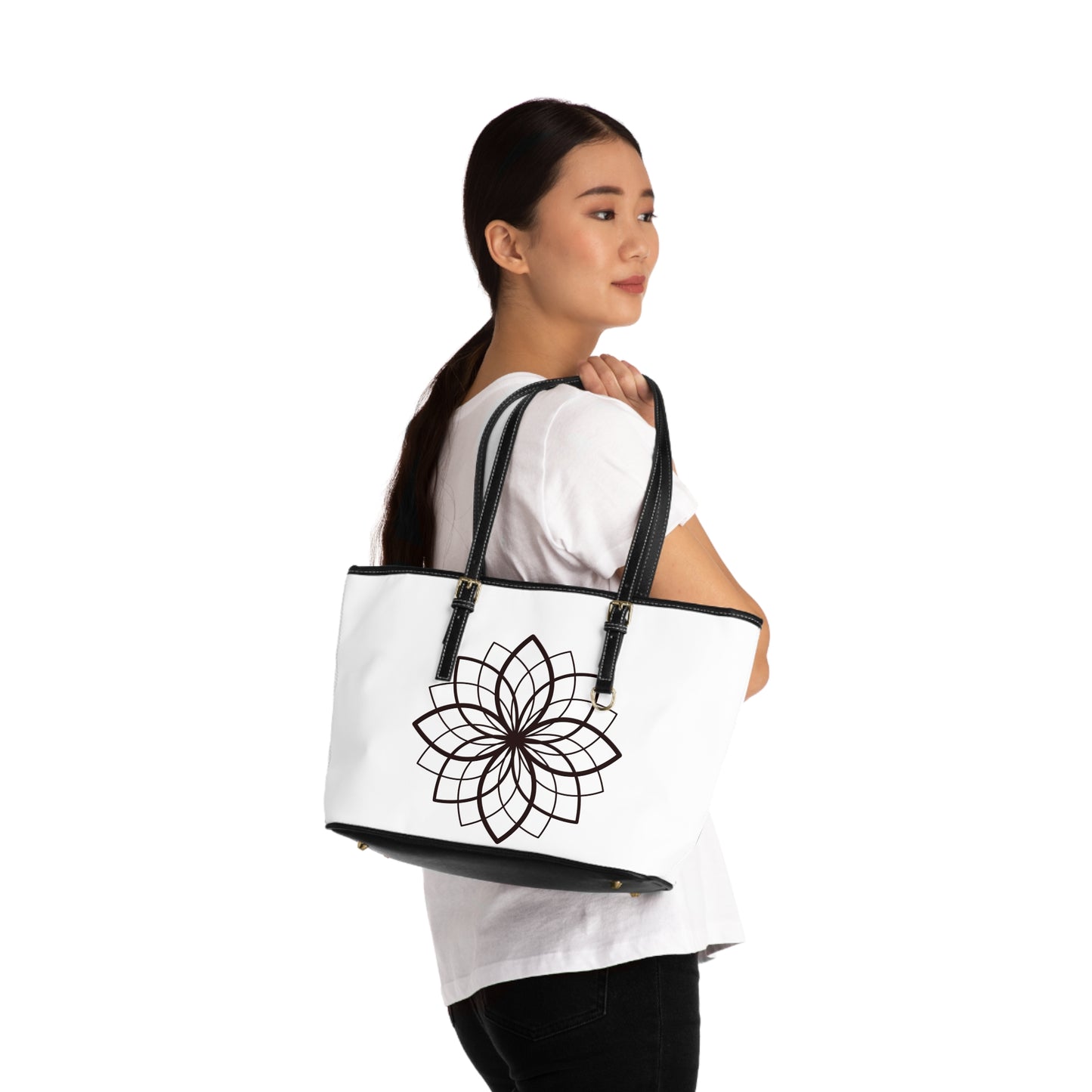 Lotus Flower of Life Leather Shoulder Bag