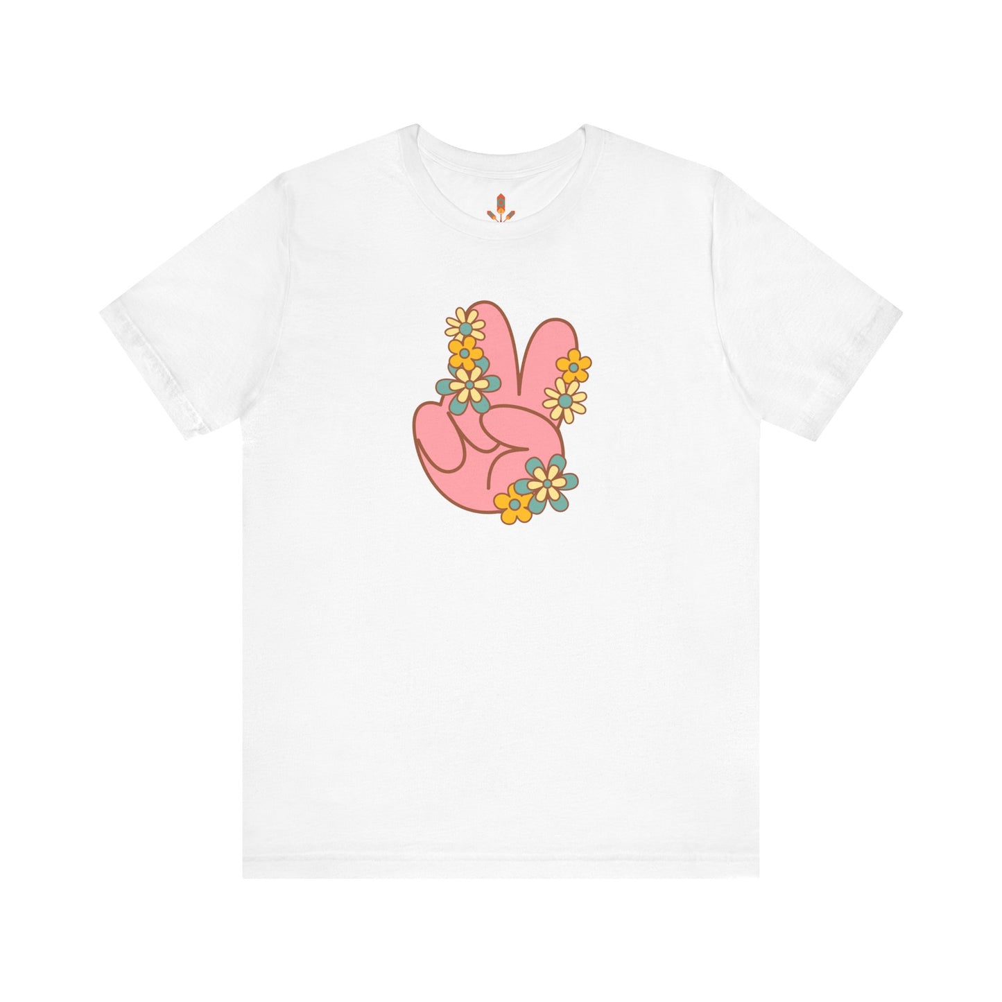 Peace Hand Sign with Flowers T-shirt