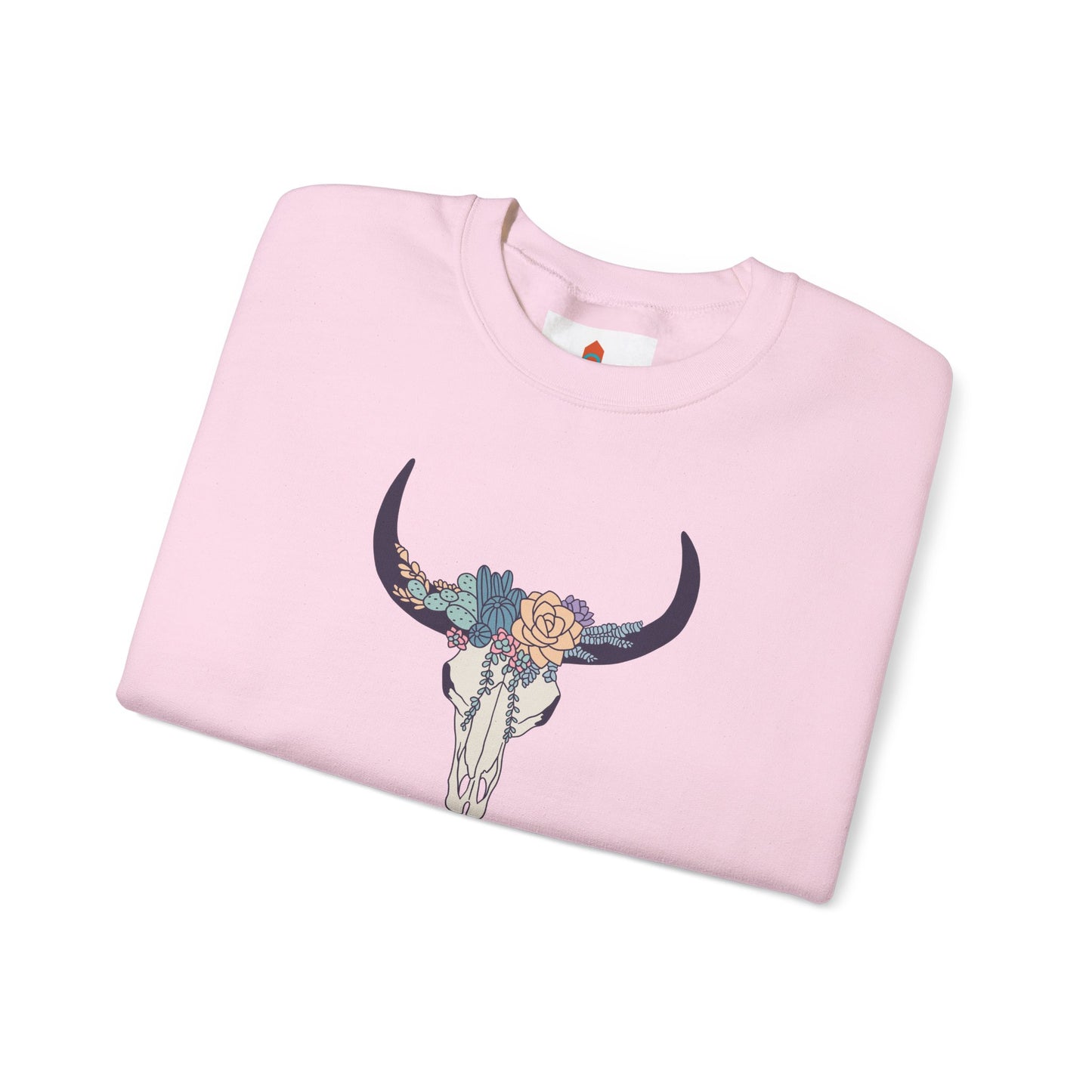 Buffalo Skull with Flowers Sweatshirt