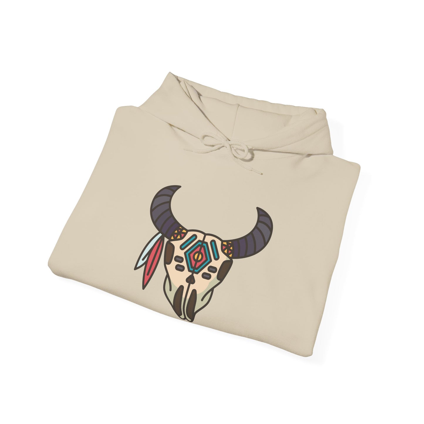 Buffalo Skull with Native Patterns Hoodie