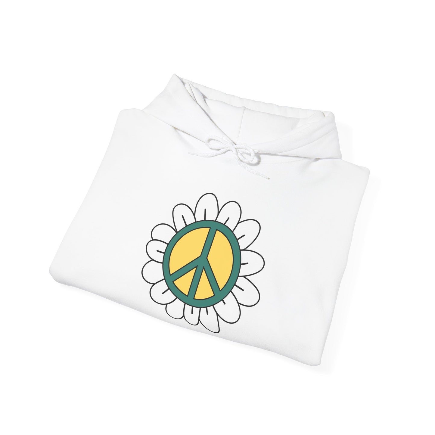 Peace Sign in White Flower Hoodie