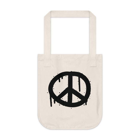 Peace Sign Graffiti Organic Canvas Tote Bag