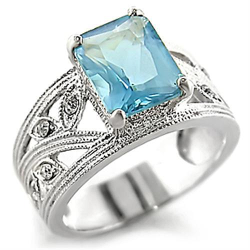 Synthetic Spinel Ring in Sea Blue