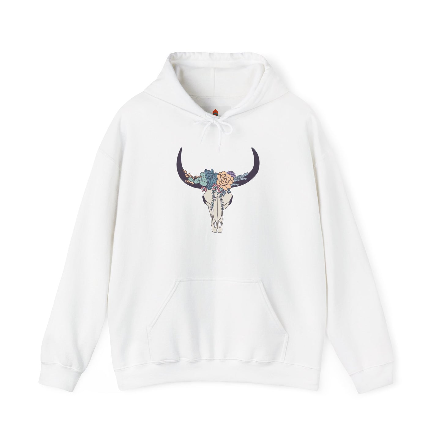 Buffalo Skull with Flowers Hoodie