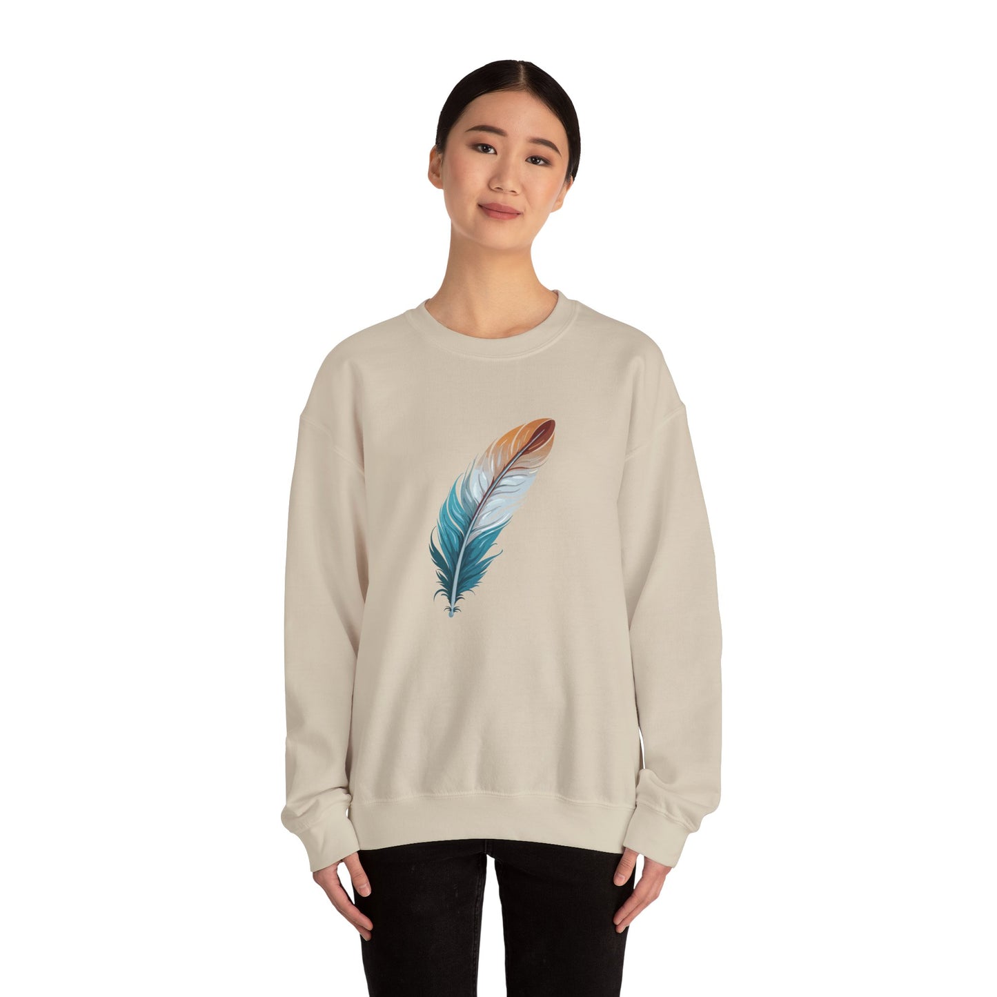 Blue and White Feather Sweatshirt