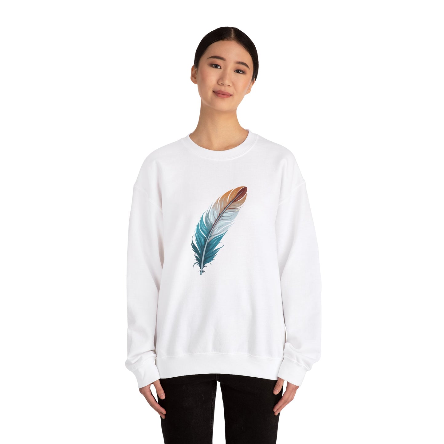 Blue and White Feather Sweatshirt