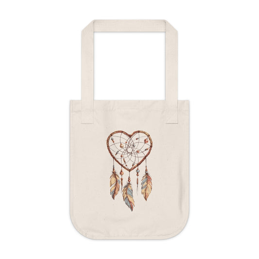 Heart Dream Catcher Organic Canvas Tote Bag