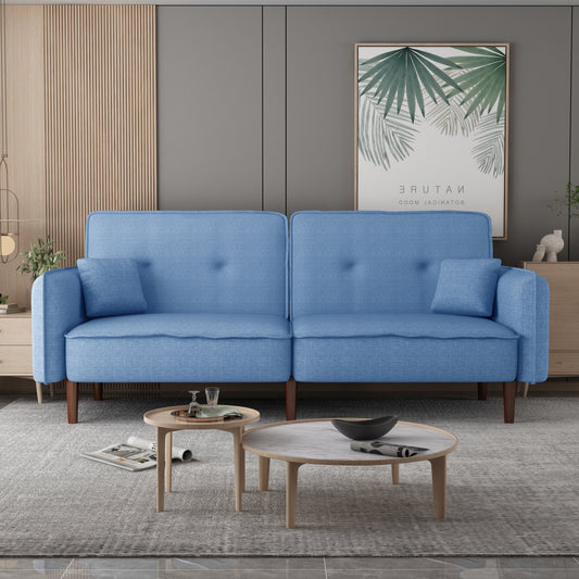 Bohemian-Inspired Blue Fabric Futon Sofa Bed