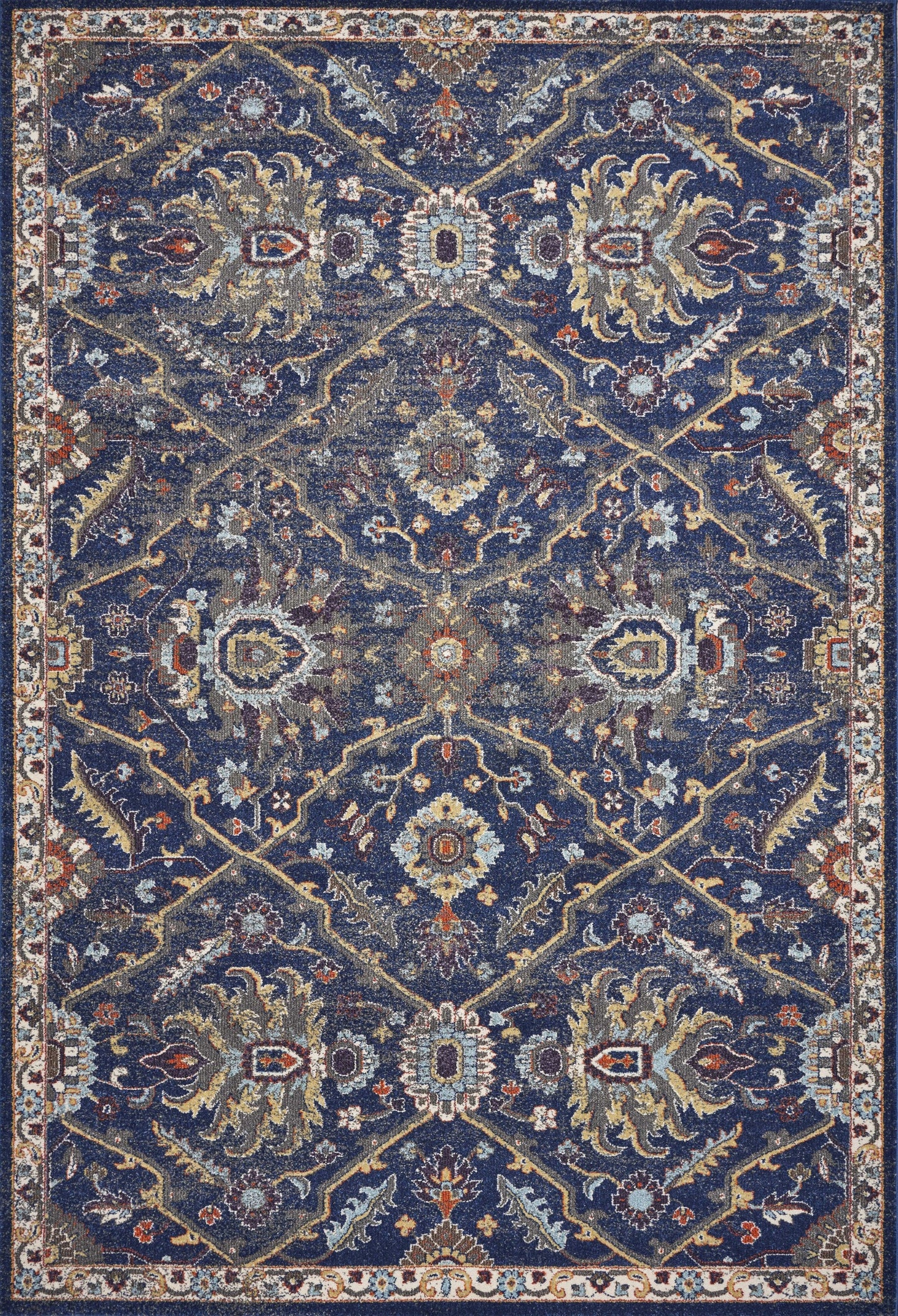 Royal Blue Machine Woven Traditional Indoor Area Rug