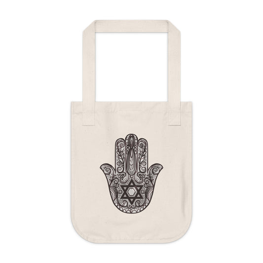 Beautiful Hamsa Hand with Star Organic Canvas Tote Bag