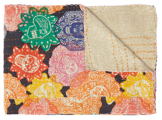 Multi-Colored Eclectic Bohemian Kantha Throw – 50” x 70”