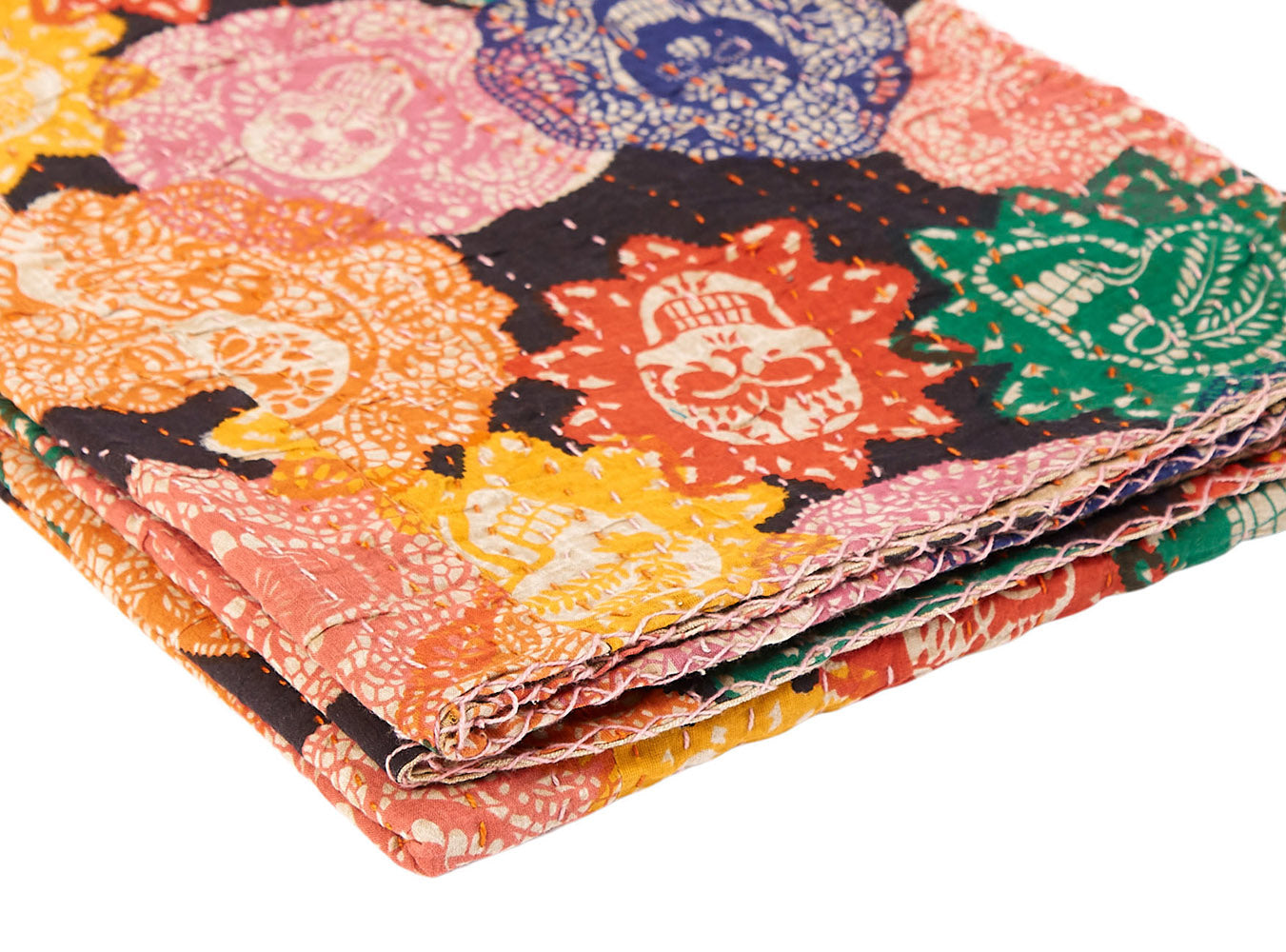 Multi-Colored Eclectic Bohemian Kantha Throw – 50” x 70”