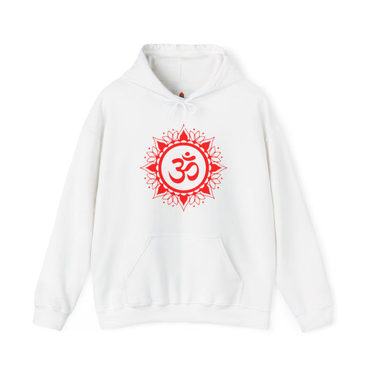 Red Om Lotus Design Hoodie