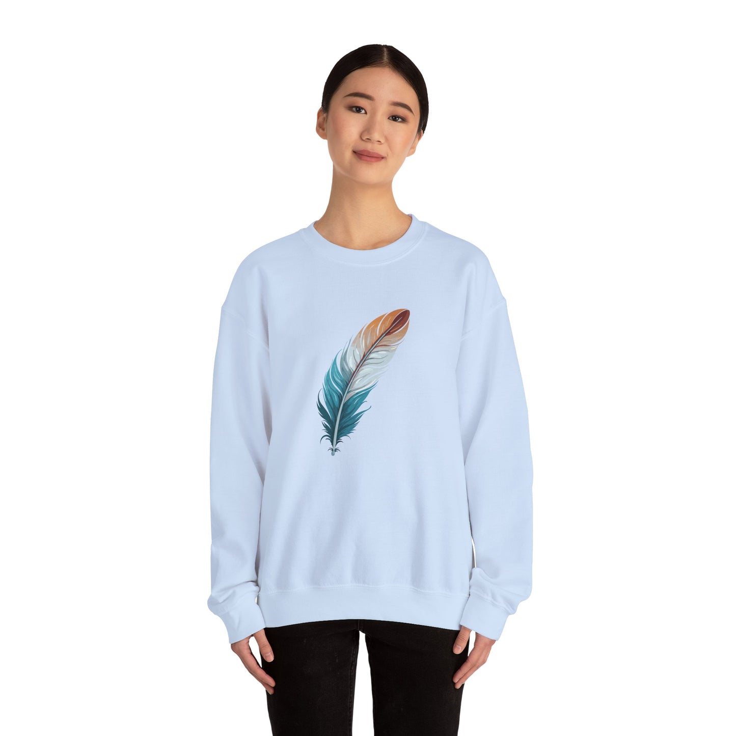 Blue and White Feather Sweatshirt