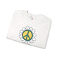 Peace Sign in White Flower Sweatshirt