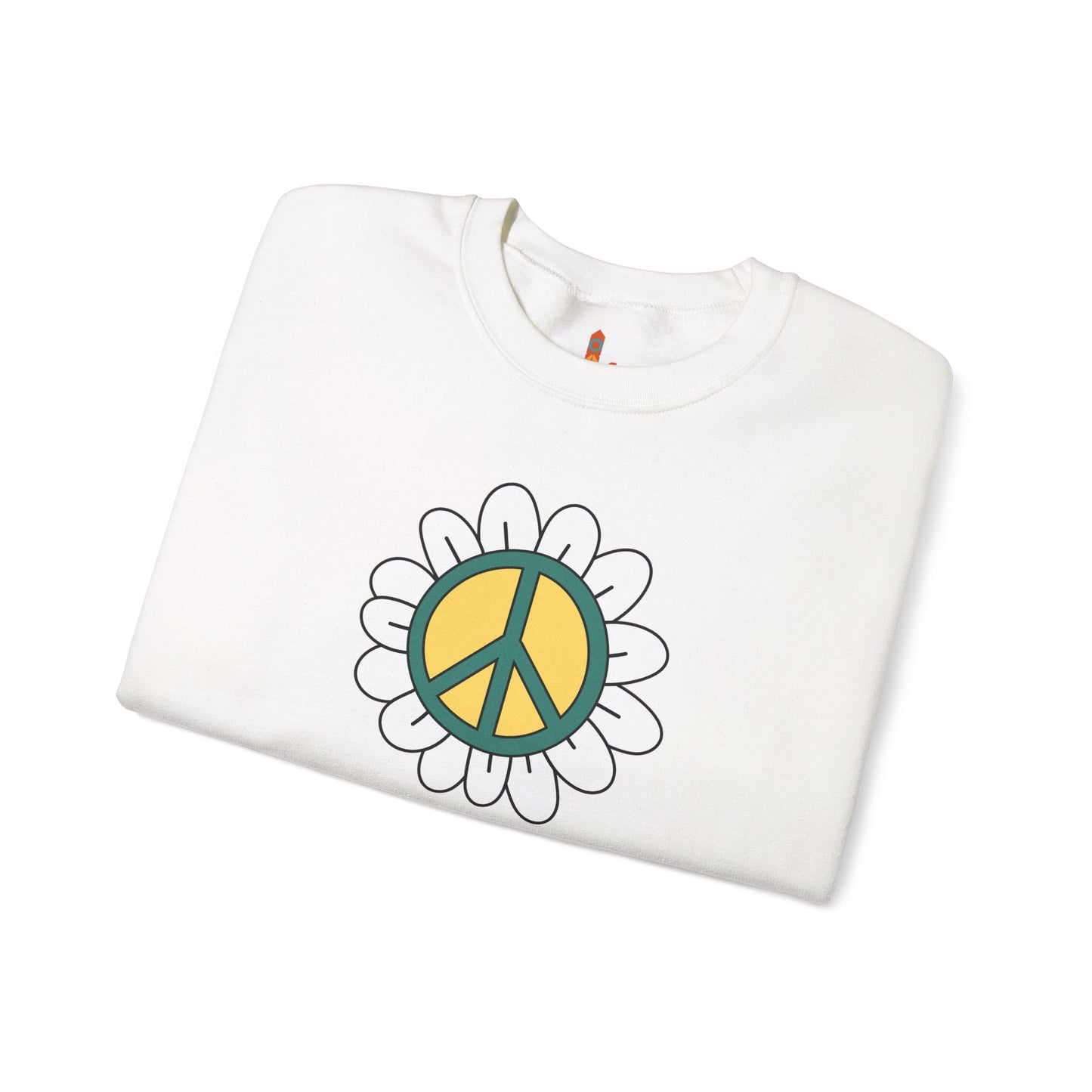 Peace Sign in White Flower Sweatshirt