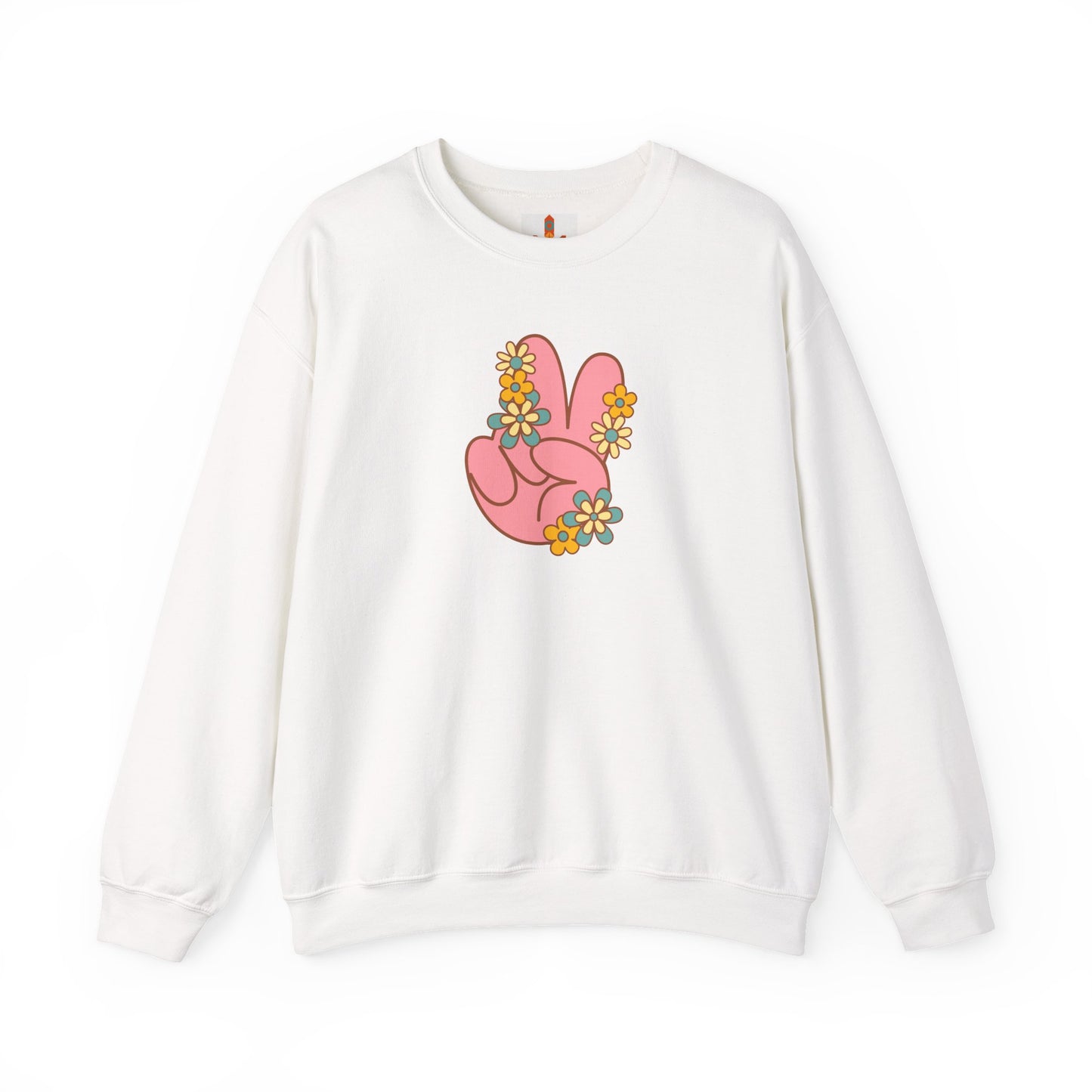 Peace Hand Sign with Flowers Sweatshirt