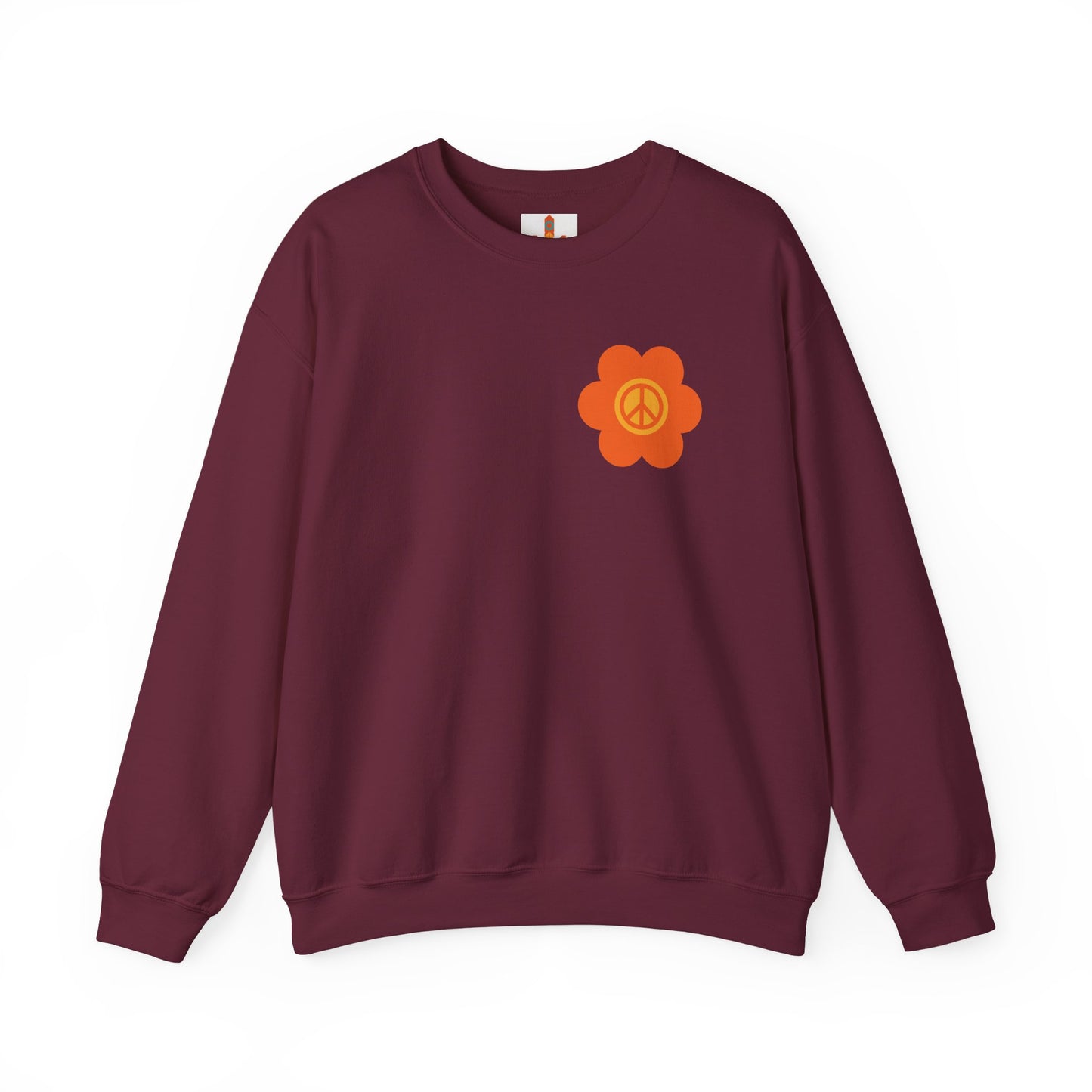 Peace Sign in Orange Flower Sweatshirt