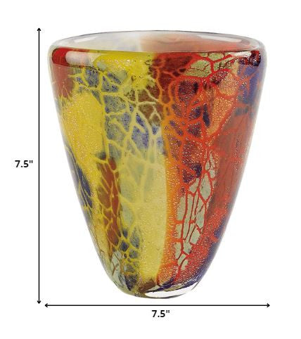 Multi-Color Art Glass Oval Vase