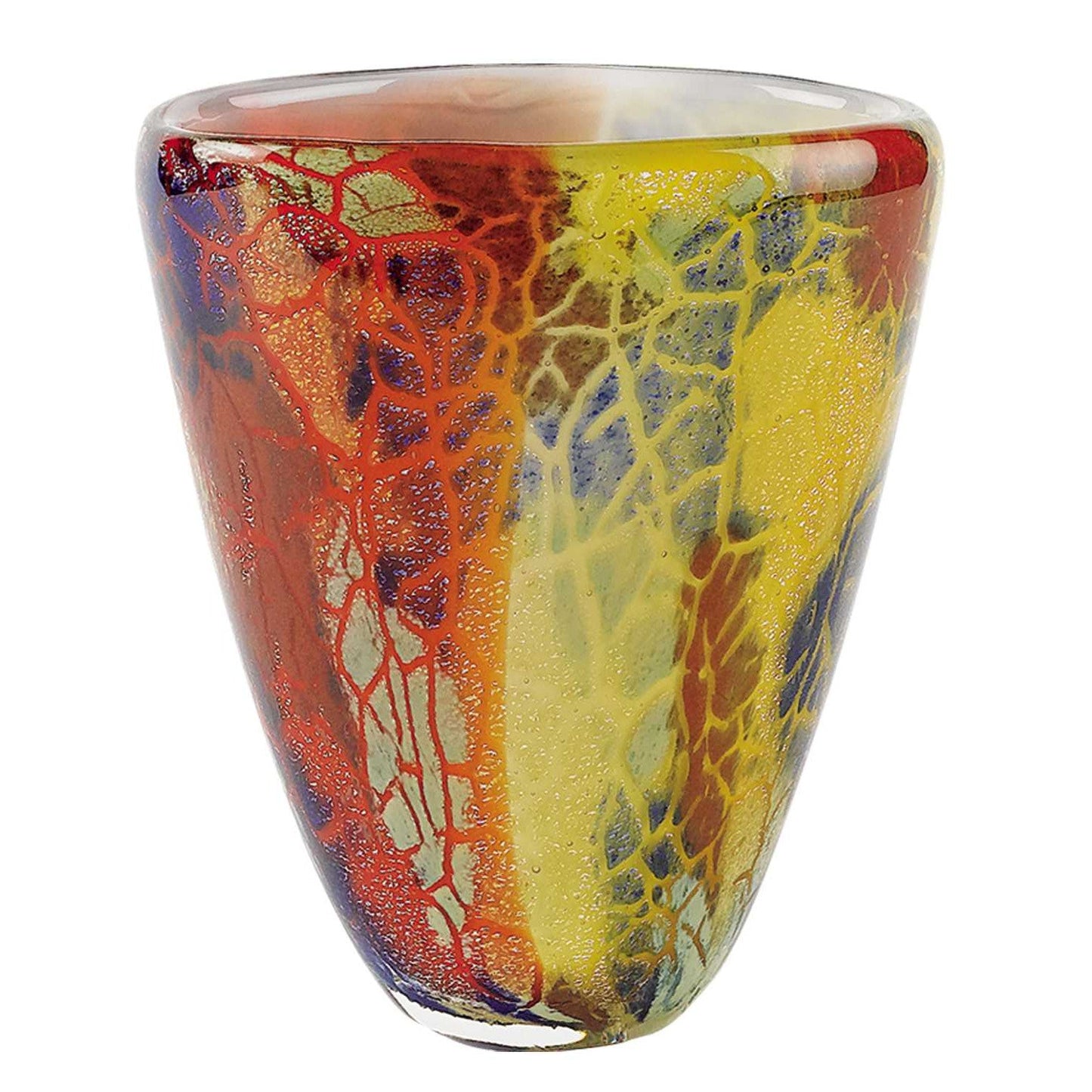 Multi-Color Art Glass Oval Vase