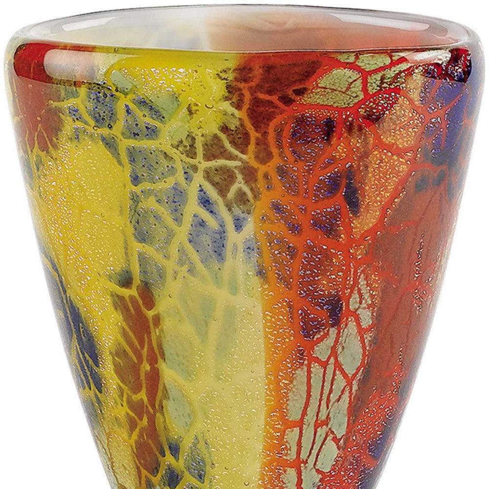 Multi-Color Art Glass Oval Vase