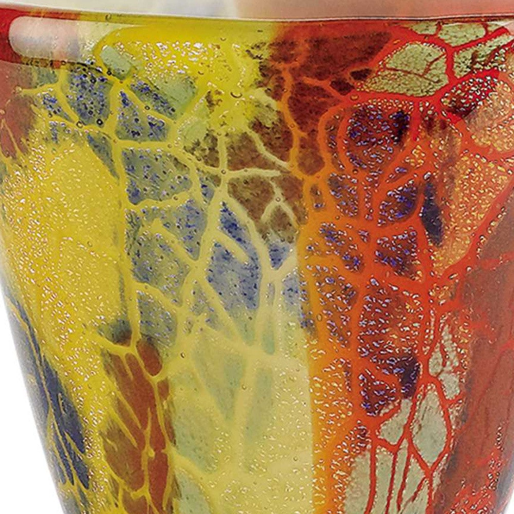 Multi-Color Art Glass Oval Vase