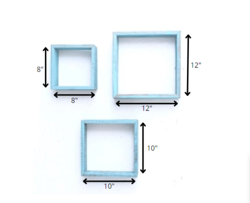 Set of 3 Square Blue Open Box Shelve