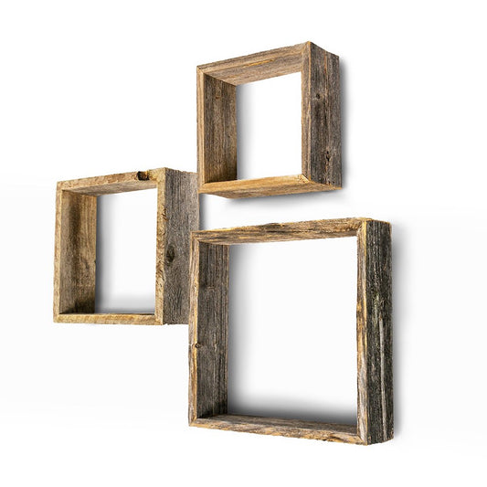 Rustic Bohemian Set of 3 Square Shadow Box Shelves