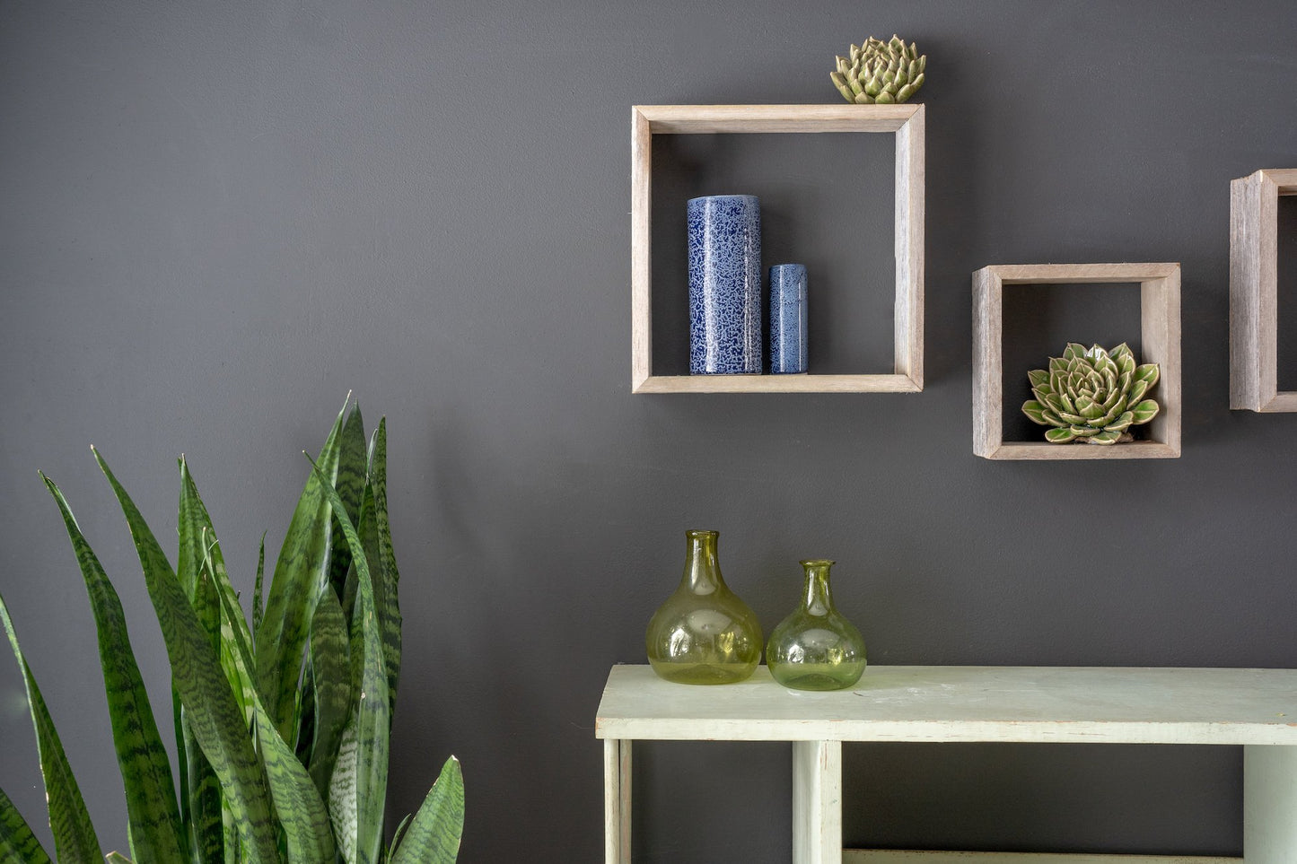 Rustic Bohemian Set of 3 Square Shadow Box Shelves