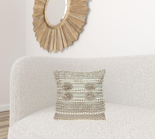 Bohemian Warm Ivory Chunky Throw Pillow