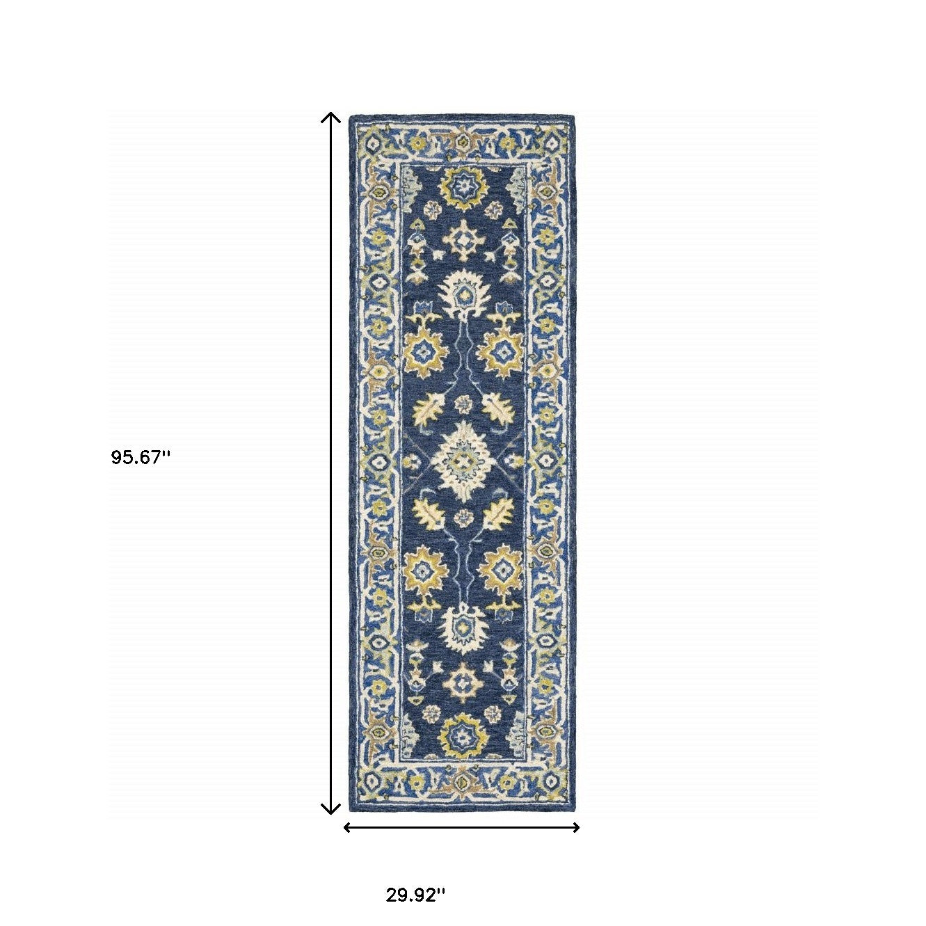 Navy & Blue Bohemian Wool Runner Rug