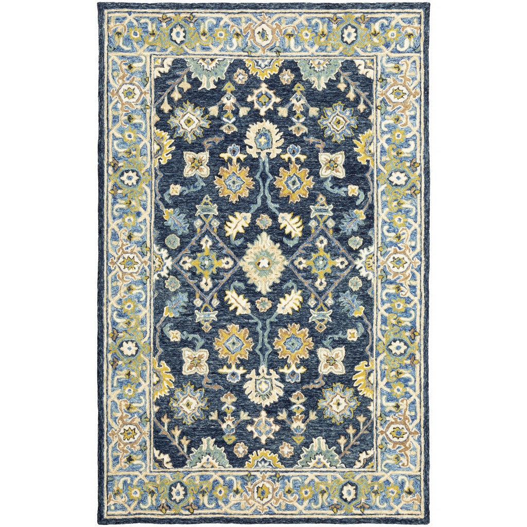 Navy & Blue Bohemian Wool Runner Rug