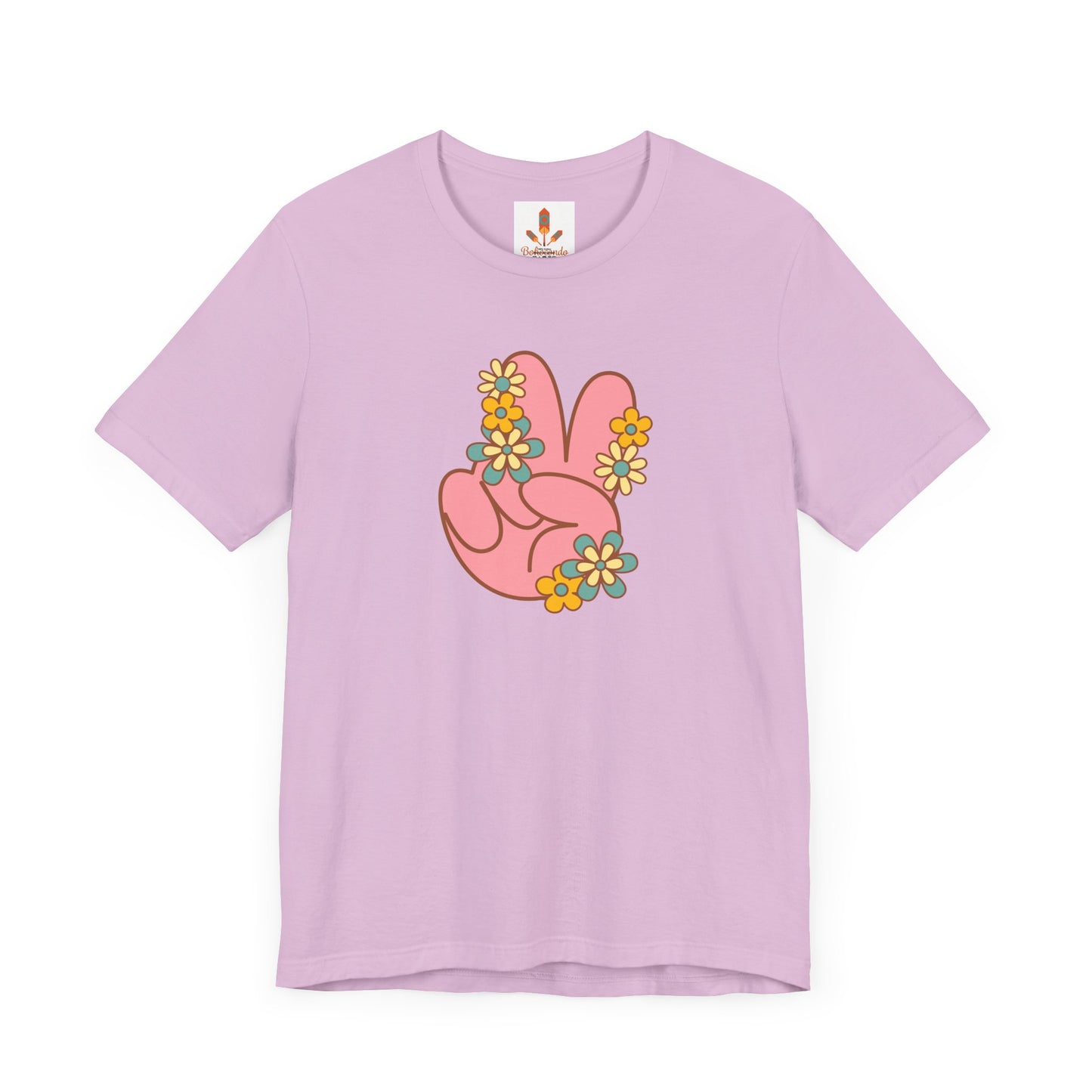 Peace Hand Sign with Flowers T-shirt