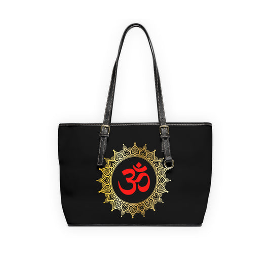 Golden Mandala Om Leather Shoulder Bag