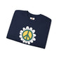 Peace Sign in White Flower Sweatshirt