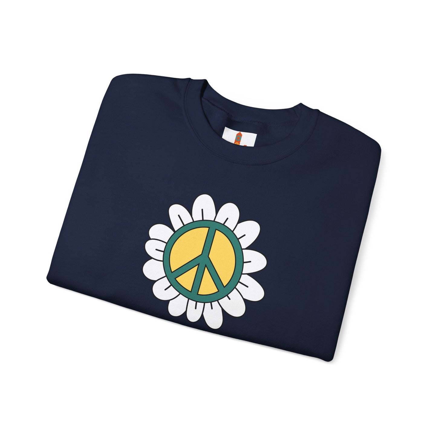 Peace Sign in White Flower Sweatshirt