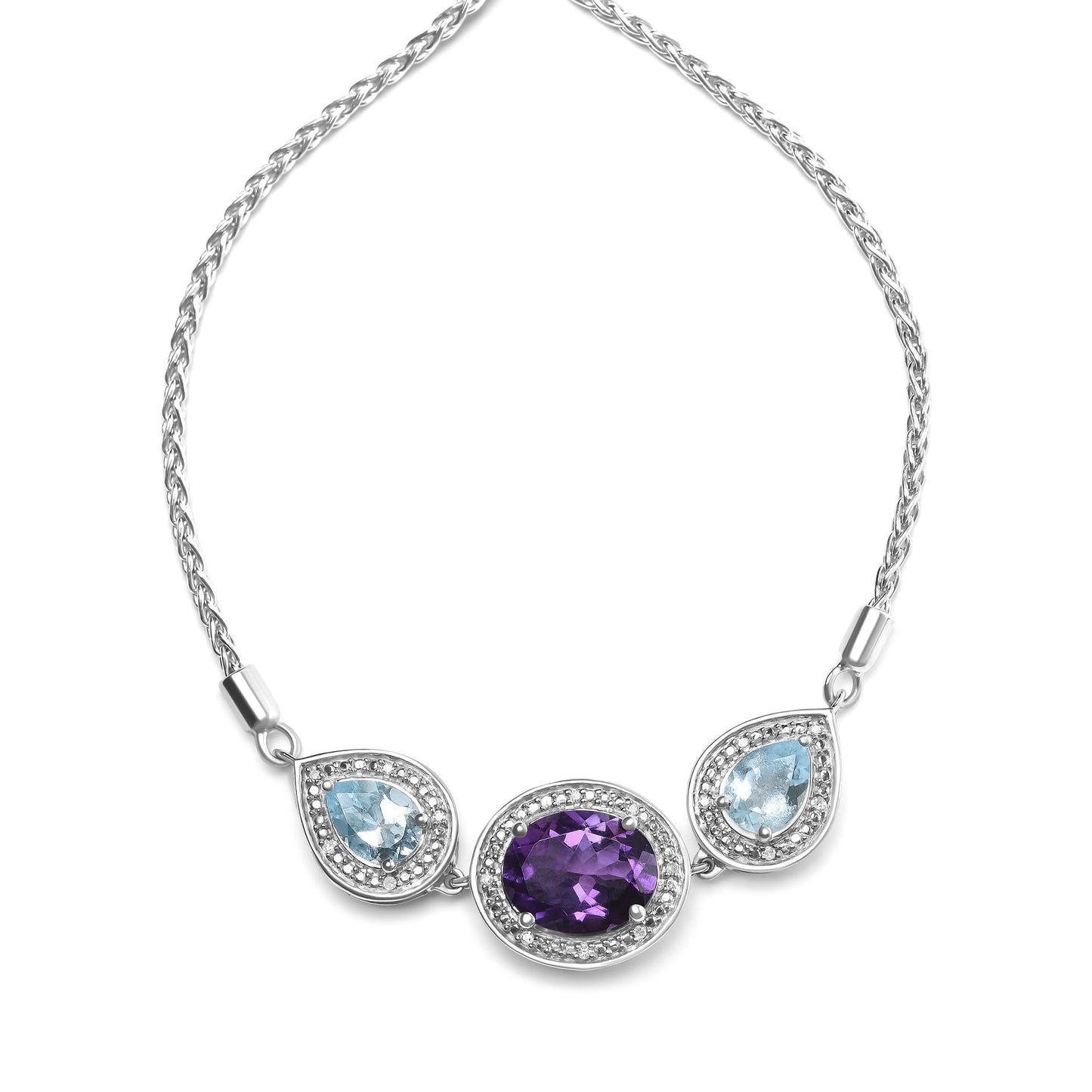 Amethyst and Blue Topaz with Diamonds Bracelet