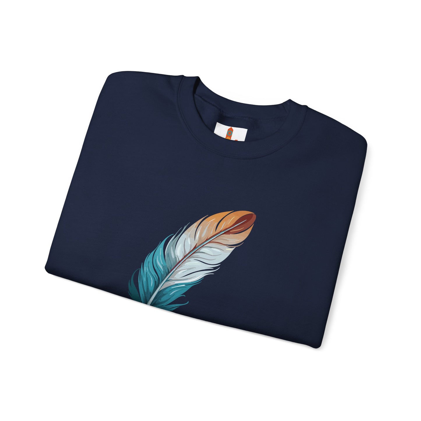 Blue and White Feather Sweatshirt