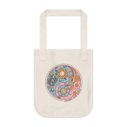 Boho Yin Yang Organic Canvas Tote Bag