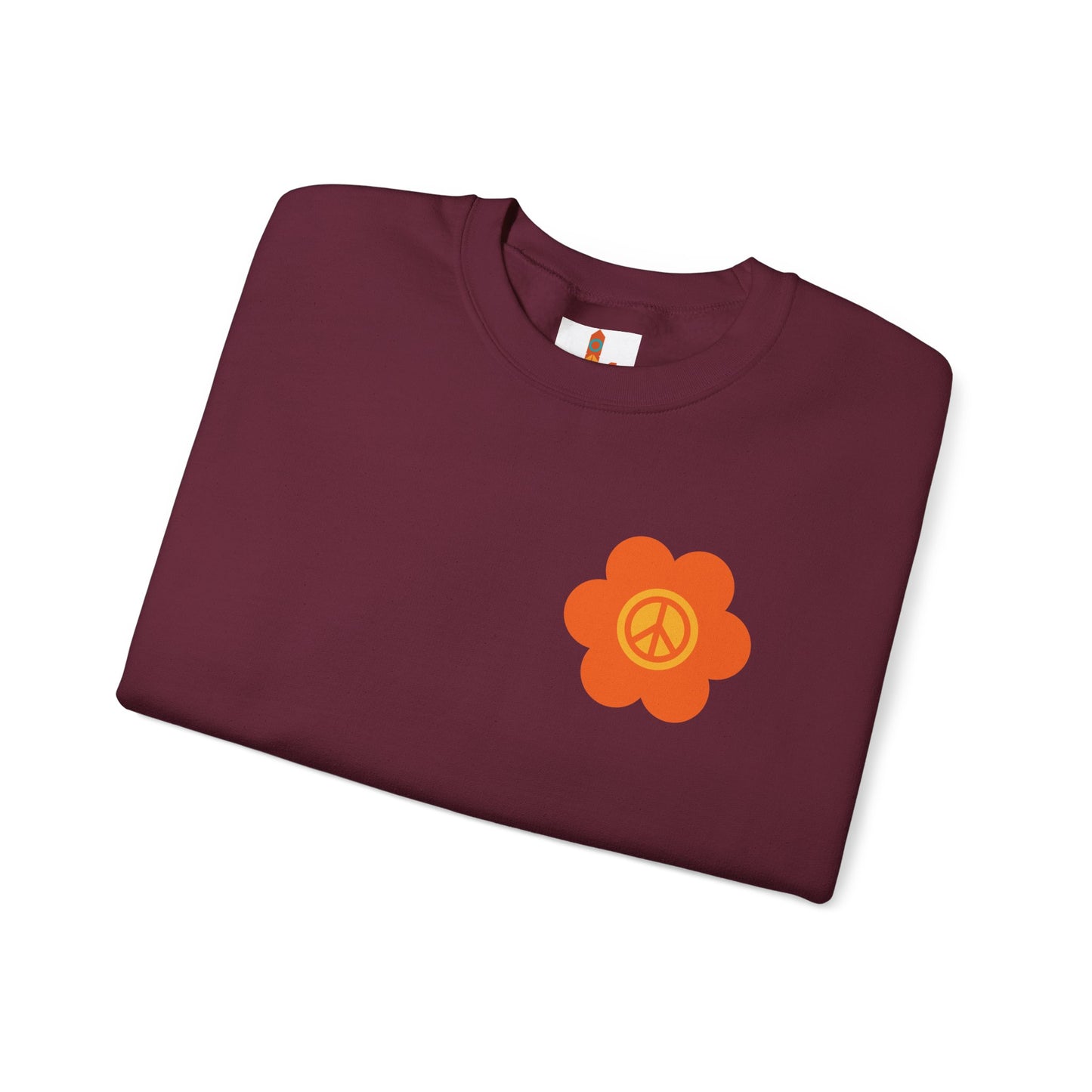 Peace Sign in Orange Flower Sweatshirt