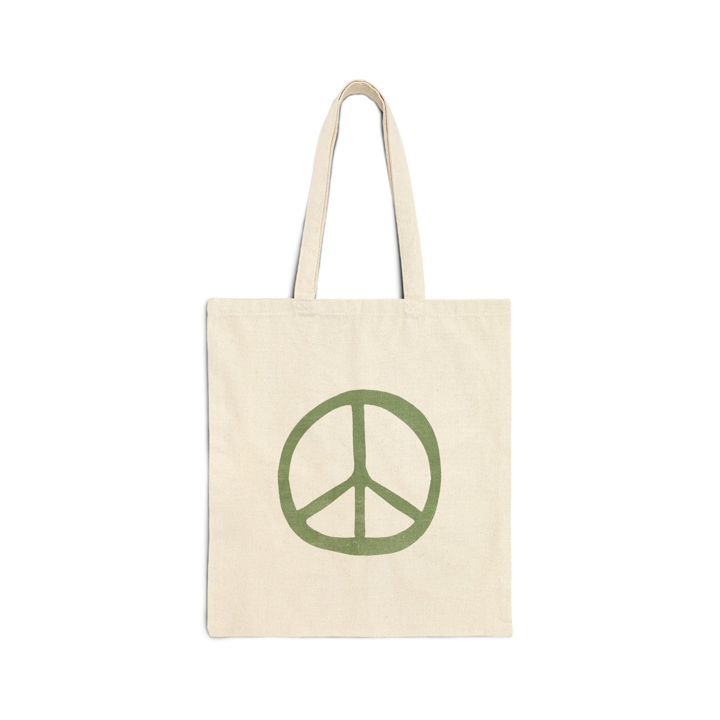 Green Peace Sign Cotton Tote Bag