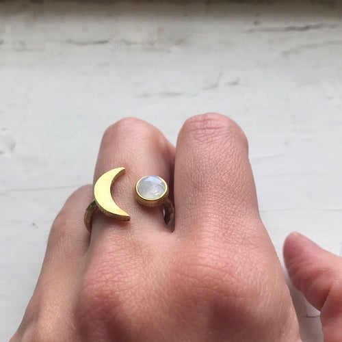 Moon Goddess Ring with Moonstone