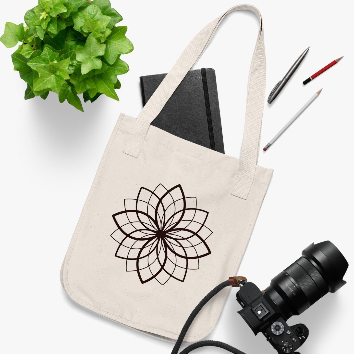 Lotus Flower of Life Organic Canvas Tote Bag