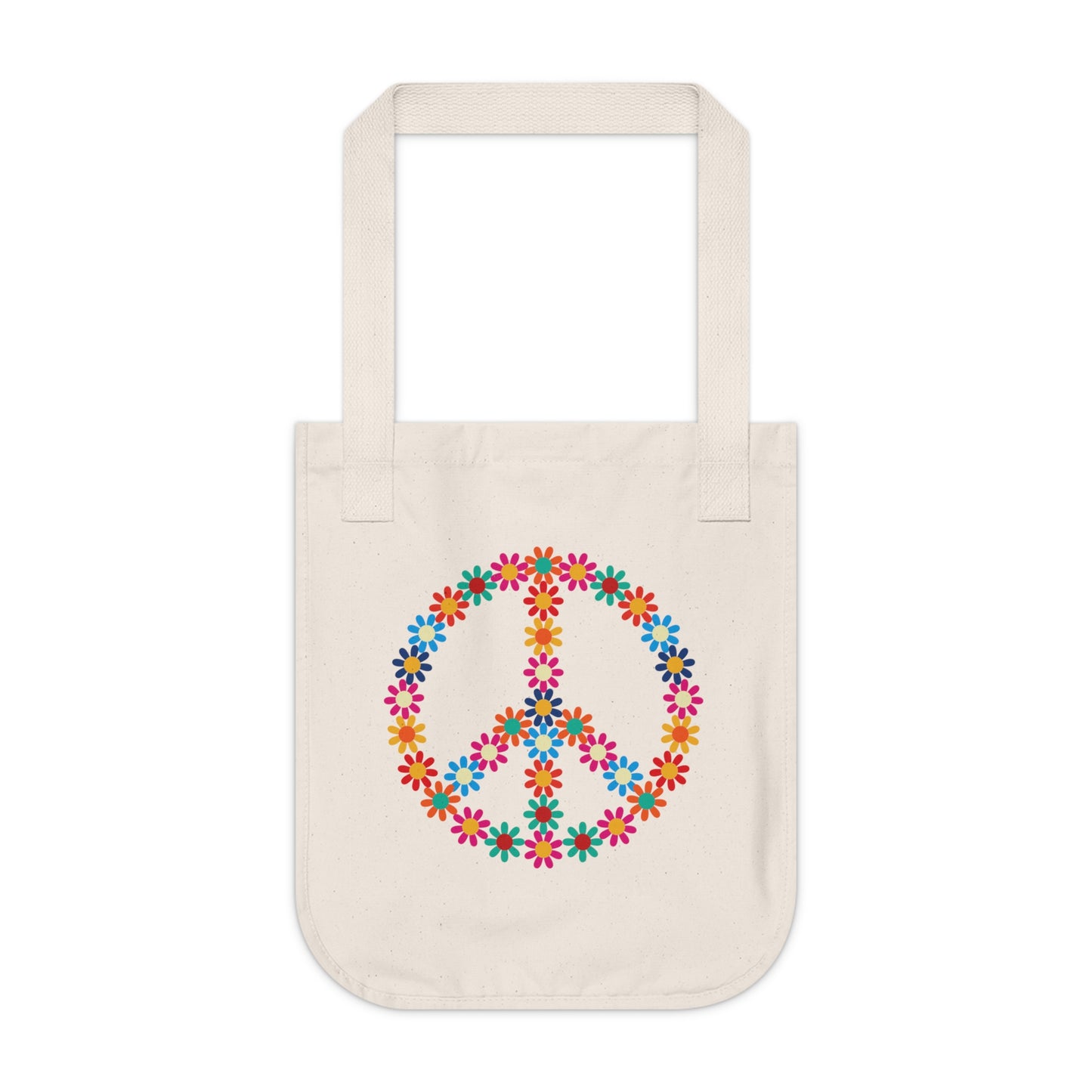 Peace Sign made of Flowers Organic Canvas Tote Bag