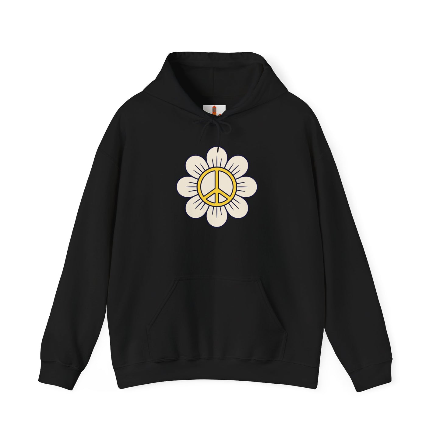 Yellow Peace Sign in a Flower Hoodie