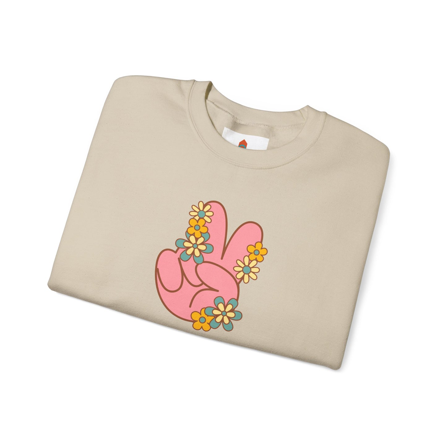 Peace Hand Sign with Flowers Sweatshirt