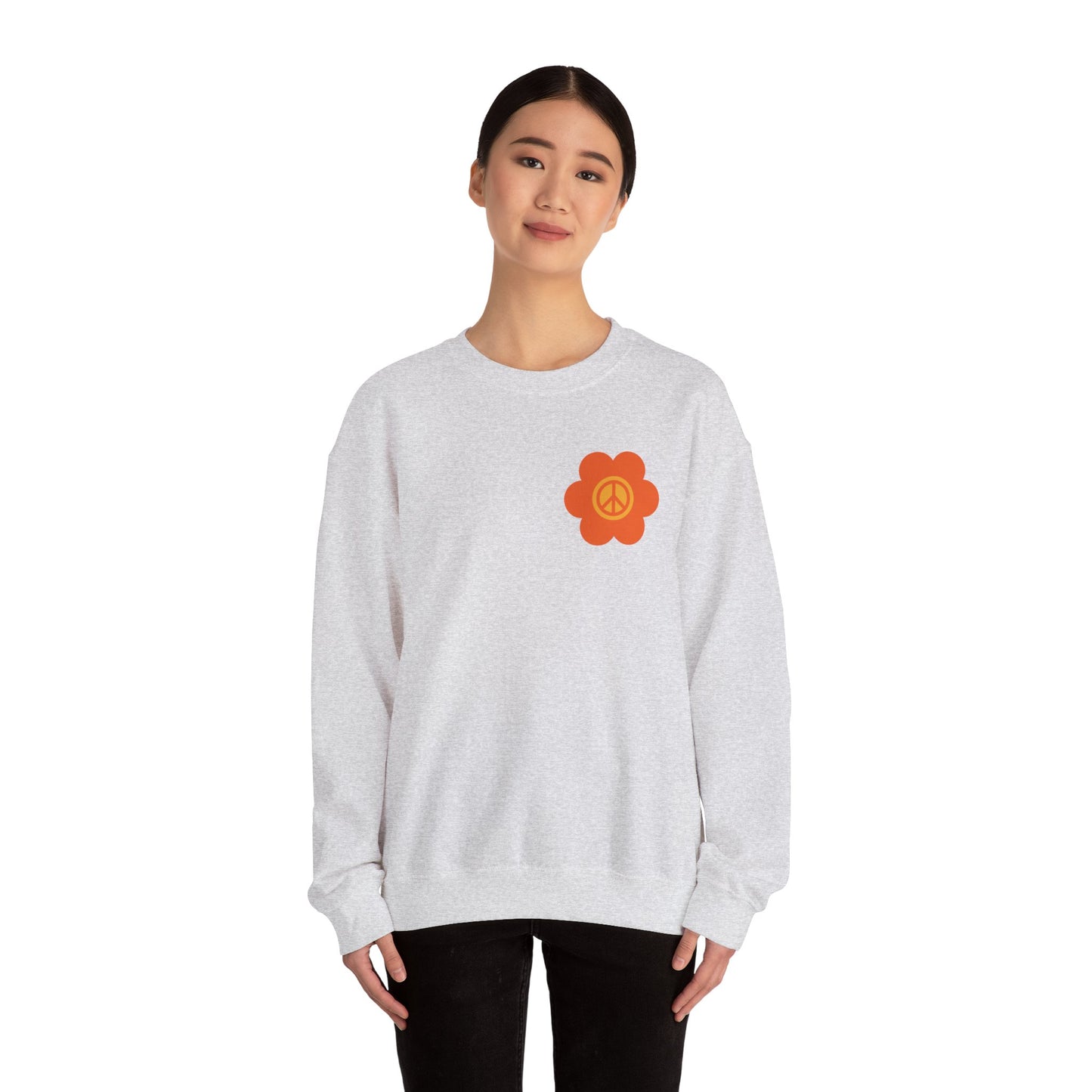 Peace Sign in Orange Flower Sweatshirt