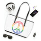 Drawing of Rainbow Peace Sign Leather Shoulder Bag