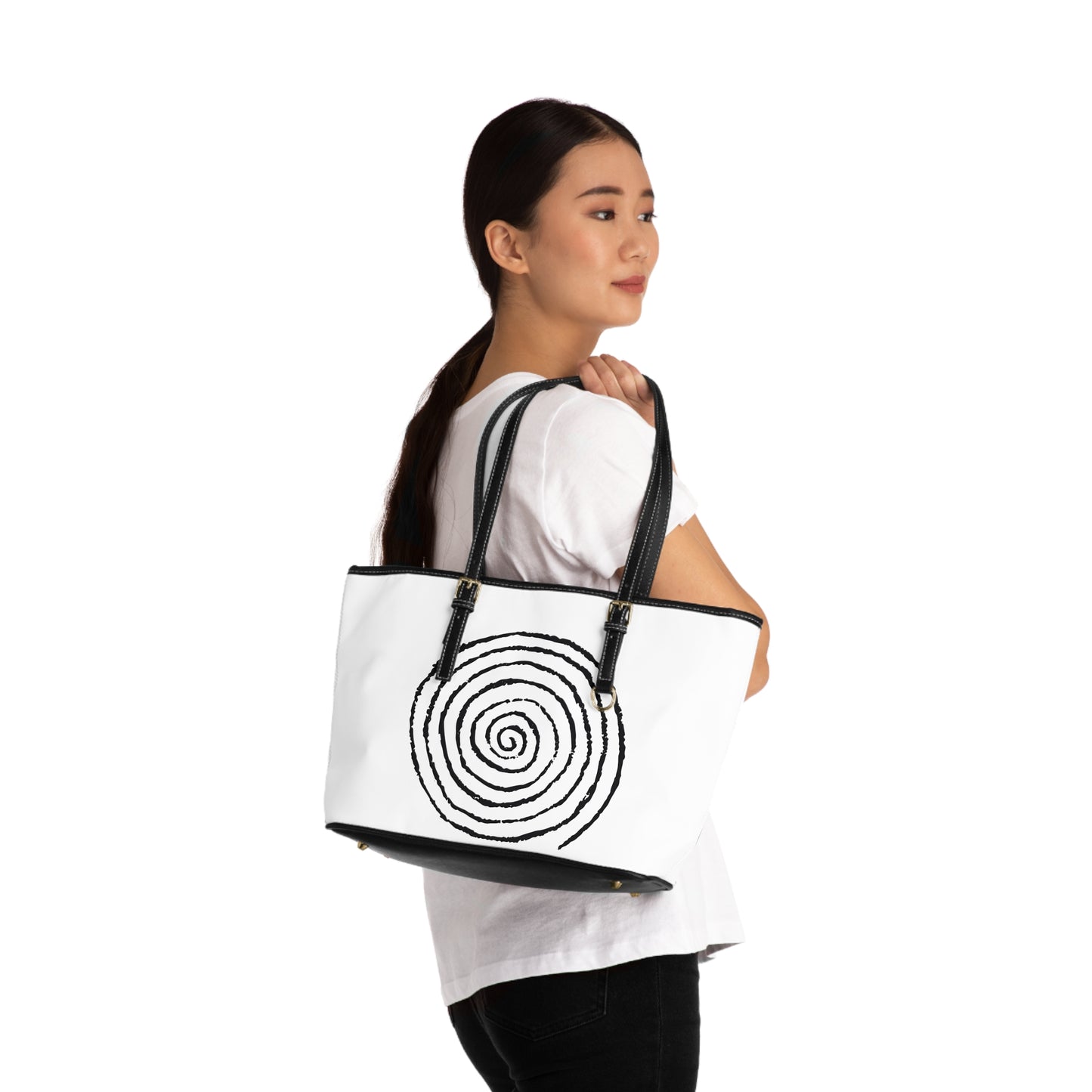 Spiral of Life Drawing Leather Shoulder Bag